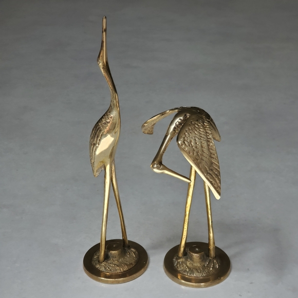 Other - Vintage Pair of Brass Crane Heron Egret Bird Figurines Mid Century Modern